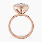 14kt Rose Gold Upturned Dome Bezel Halo Lab Diamond Ring side right image one