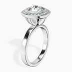 Platinum Upturned Dome Bezel Halo Lab Diamond Ring standing product image one