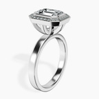 1.09 ct. emerald Upturned Dome Halo Ring in 10kt white gold standing product image one