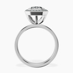 1.09 ct. emerald Upturned Dome Halo Ring in 10kt white gold side right image one