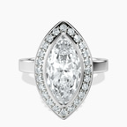 Platinum Upturned Dome Bezel Halo Lab Diamond Ring front image