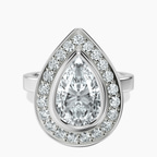 Platinum Upturned Dome Bezel Halo Lab Diamond Ring front image