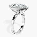 Platinum Upturned Dome Bezel Halo Lab Diamond Ring standing product image one