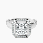 Platinum Upturned Dome Bezel Halo Lab Diamond Ring front image