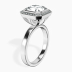 Platinum Upturned Dome Bezel Halo Lab Diamond Ring standing product image one