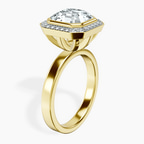 18kt Yellow Gold Upturned Dome Bezel Halo Lab Diamond Ring standing product image one