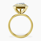 18kt Yellow Gold Upturned Dome Bezel Halo Lab Diamond Ring side right image one