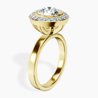 18kt Yellow Gold Upturned Dome Bezel Halo Lab Diamond Ring standing product image one