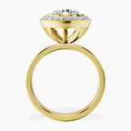 18kt Yellow Gold Upturned Dome Bezel Halo Lab Diamond Ring side right image one