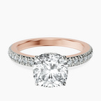 10kt Rose Gold Kourtney Kardashian Secret Double Halo Eternity Lab Diamond Ring front image