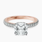 10kt Rose Gold Kourtney Kardashian Secret Double Halo Eternity Lab Diamond Ring front image