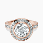 10kt Rose Gold Bell Dome Bezel Halo Eternity Lab Diamond Ring front image