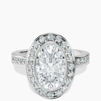 Platinum Bell Dome Bezel Halo Eternity Lab Diamond Ring front image