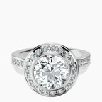 Platinum Bell Dome Bezel Halo Eternity Lab Diamond Ring front image