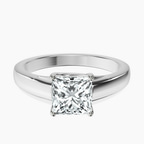 Platinum Allen Flat Band Solitaire Lab Diamond Ring front image