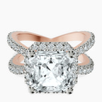 14kt Rose Gold Electra Criss Cross Halo Lab Diamond Ring front image