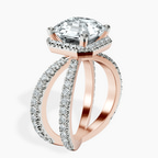 14kt Rose Gold Electra Criss Cross Halo Lab Diamond Ring standing product image one