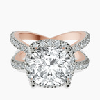 18kt Rose Gold Electra Criss Cross Halo Lab Diamond Ring front image