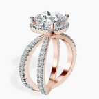 18kt Rose Gold Electra Criss Cross Halo Lab Diamond Ring standing product image one