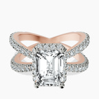 10kt Rose Gold Electra Criss Cross Halo Lab Diamond Ring front image