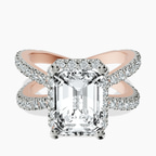 14kt Rose Gold Electra Criss Cross Halo Lab Diamond Ring front image