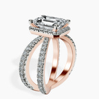 14kt Rose Gold Electra Criss Cross Halo Lab Diamond Ring standing product image one