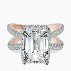 14kt Rose Gold Electra Criss Cross Halo Lab Diamond Ring front image