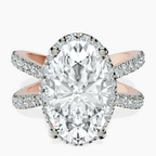 10kt Rose Gold Electra Criss Cross Halo Lab Diamond Ring front image