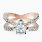 14kt Rose Gold Electra Criss Cross Halo Lab Diamond Ring front image