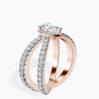 14kt Rose Gold Electra Criss Cross Halo Lab Diamond Ring standing product image one