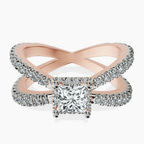 14kt Rose Gold Electra Criss Cross Halo Lab Diamond Ring front image