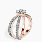 14kt Rose Gold Electra Criss Cross Halo Lab Diamond Ring standing product image one