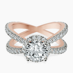 10kt Rose Gold Electra Criss Cross Halo Lab Diamond Ring front image