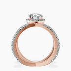10kt Rose Gold Electra Criss Cross Halo Lab Diamond Ring side right image one