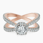 18kt Rose Gold Electra Criss Cross Halo Lab Diamond Ring front image