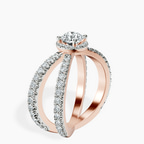 18kt Rose Gold Electra Criss Cross Halo Lab Diamond Ring standing product image one
