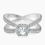 Platinum Electra Criss Cross Halo Lab Diamond Ring front image