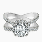 14ct White Gold Electra Criss Cross Halo Lab Diamond Ring front image