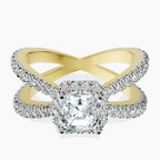 18kt Yellow Gold Electra Criss Cross Halo Lab Diamond Ring front image