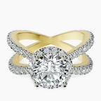 18ct Yellow Gold Electra Criss Cross Halo Lab Diamond Ring front image
