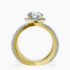 18ct Yellow Gold Electra Criss Cross Halo Lab Diamond Ring side right image one