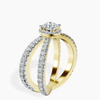 18kt Yellow Gold Electra Criss Cross Halo Lab Diamond Ring standing product image one