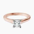 18kt Rose Gold Elsa Hidden Accents Solitaire Lab Diamond Ring front image