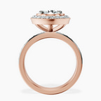 2.82 ct. round Around The Globe Halo Ring in 10kt rose gold side right image one