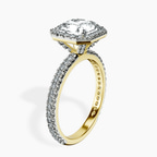 2.65 ct. radiant Klarissa Halo Eternity Ring in 10kt yellow gold standing product image one