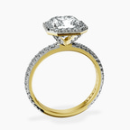 2.65 ct. radiant Klarissa Halo Eternity Ring in 10kt yellow gold side right image one