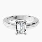 18kt White Gold Jannel Tapering Solitaire Lab Diamond Ring front image
