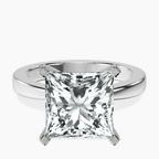 18kt White Gold Jannel Tapering Solitaire Lab Diamond Ring front image