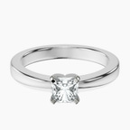 18kt White Gold Jannel Tapering Solitaire Lab Diamond Ring front image
