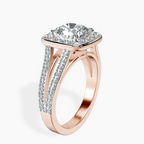 18kt Rose Gold Rosalind Split Shank Halo Lab Diamond Ring standing product image one